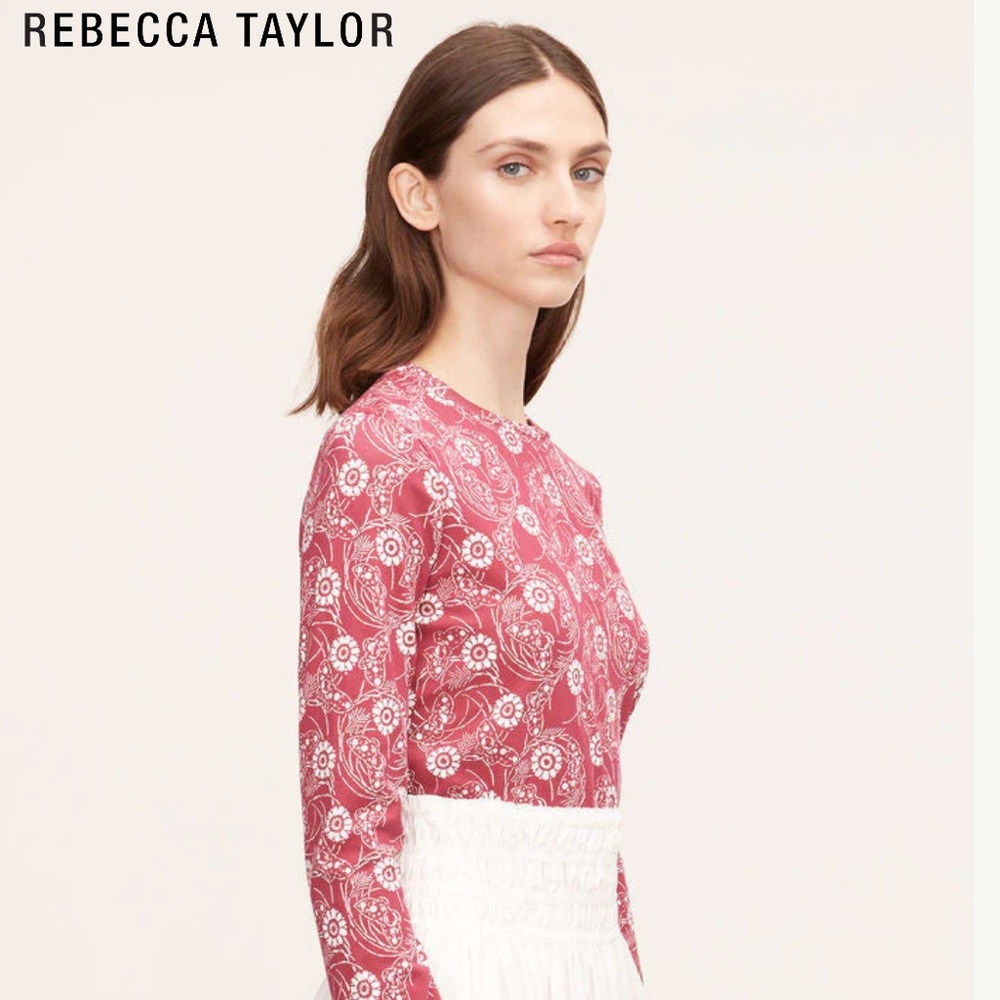 REBECCA TAYLOR MONARCH BUTTERFLY FLEUR ESSENTIAL LONG SLEEVE TEE VINTAGE VIBES‎
